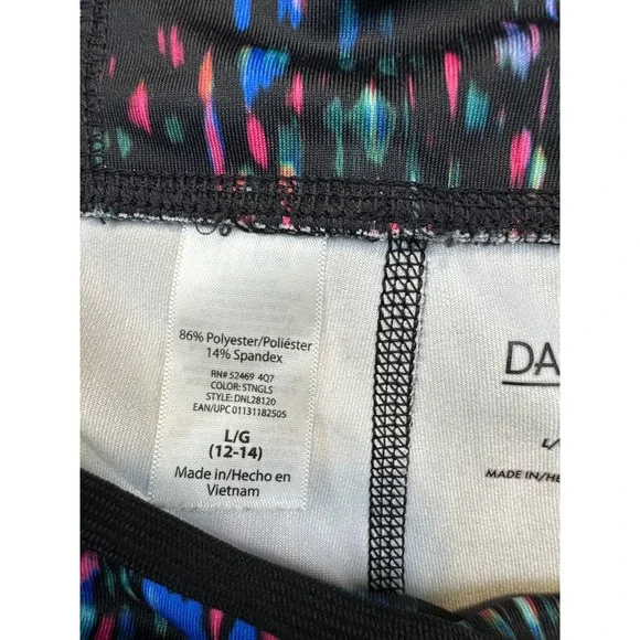 Danskin Now Capri Leggings Women L Black Multi Color Fitted Yoga Pants - Picture 4 of 11